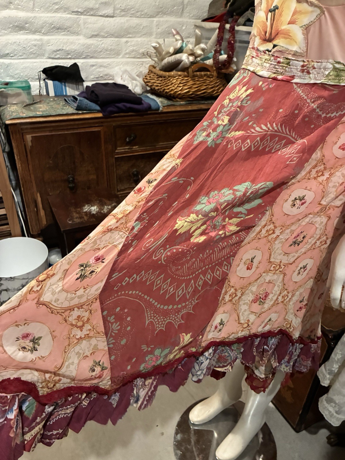 NWOT 100% Silk OOAK Patchwork Gown • SF Faire Artisan Masterpiece ✨