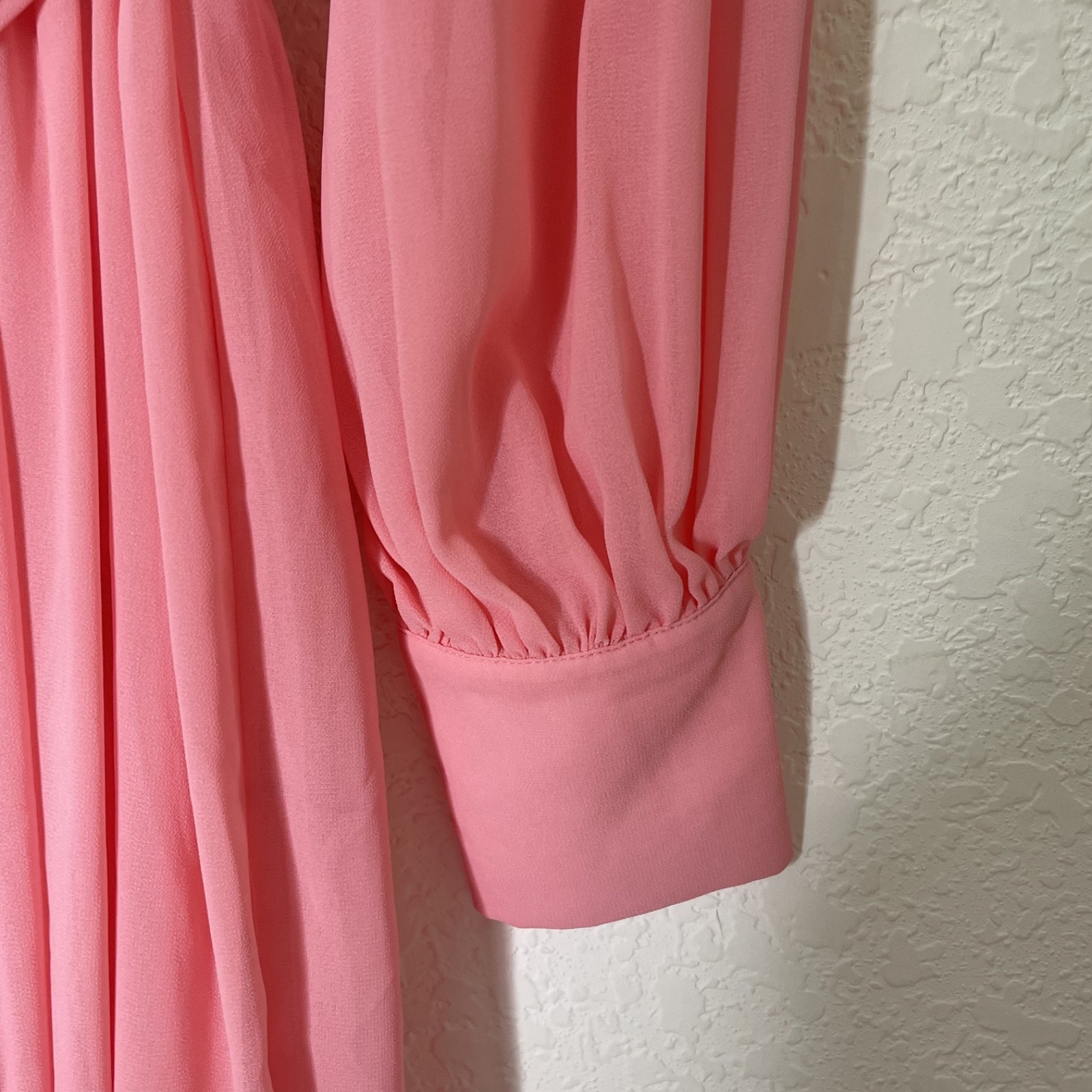 Miss Avenue Pink Maxi Dress Long Sleeve Tie Waist Flowy Lined Large Slit