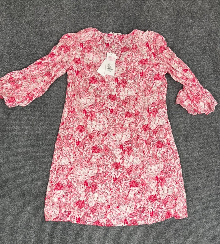 Lilly Pulitzer Raspberry Rouge Animal Magnetism Dress 3/4 Sleeve Rayon Size 0