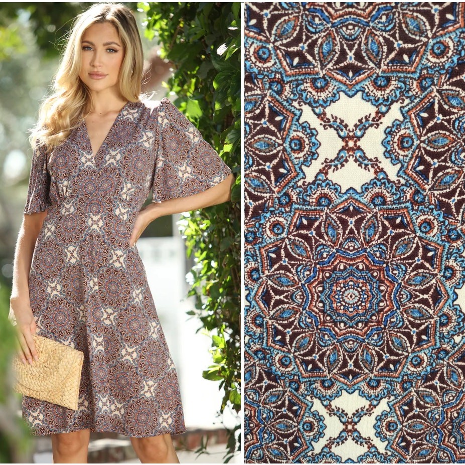 Veronica M NEW Cross-Over V-Neck Flutter-Sleeve Fit & Flare Stretch Dress Small