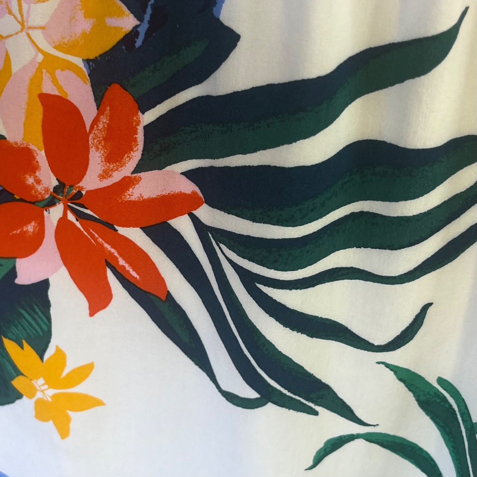Tropical Floral Print Maxi Midi Sun Dress Adjustable Straps Smocked Back Medium