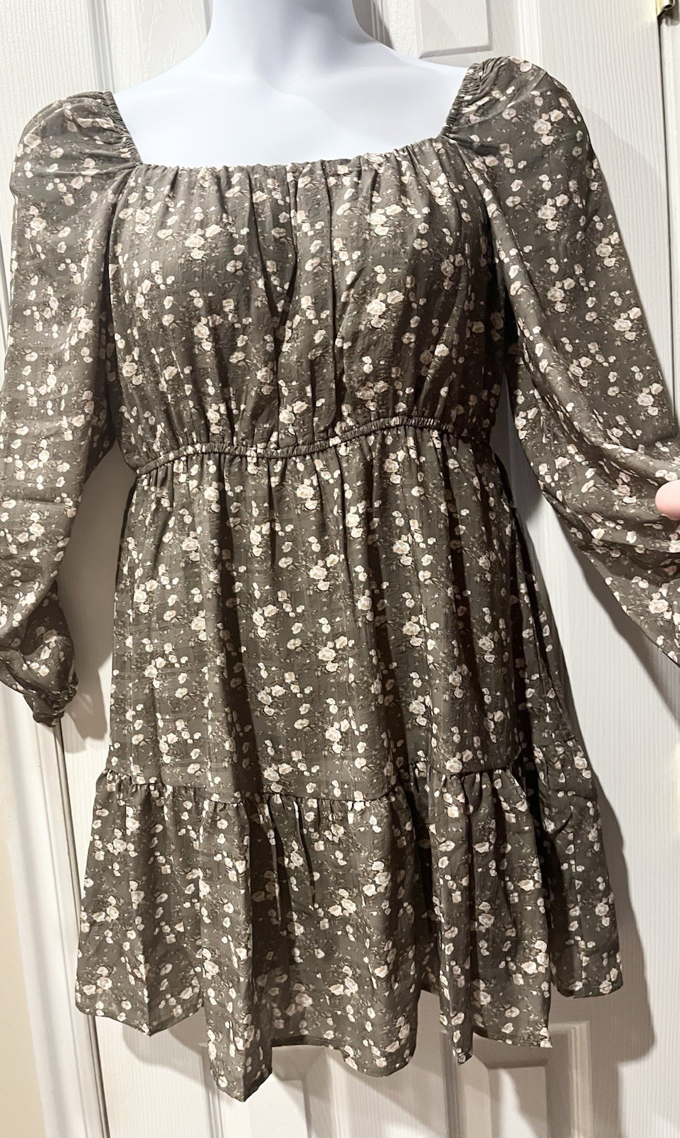 And Now This Trendy Plus Size Peasant Mini Dress – 1X – Oregano- NWT -$54 Retail