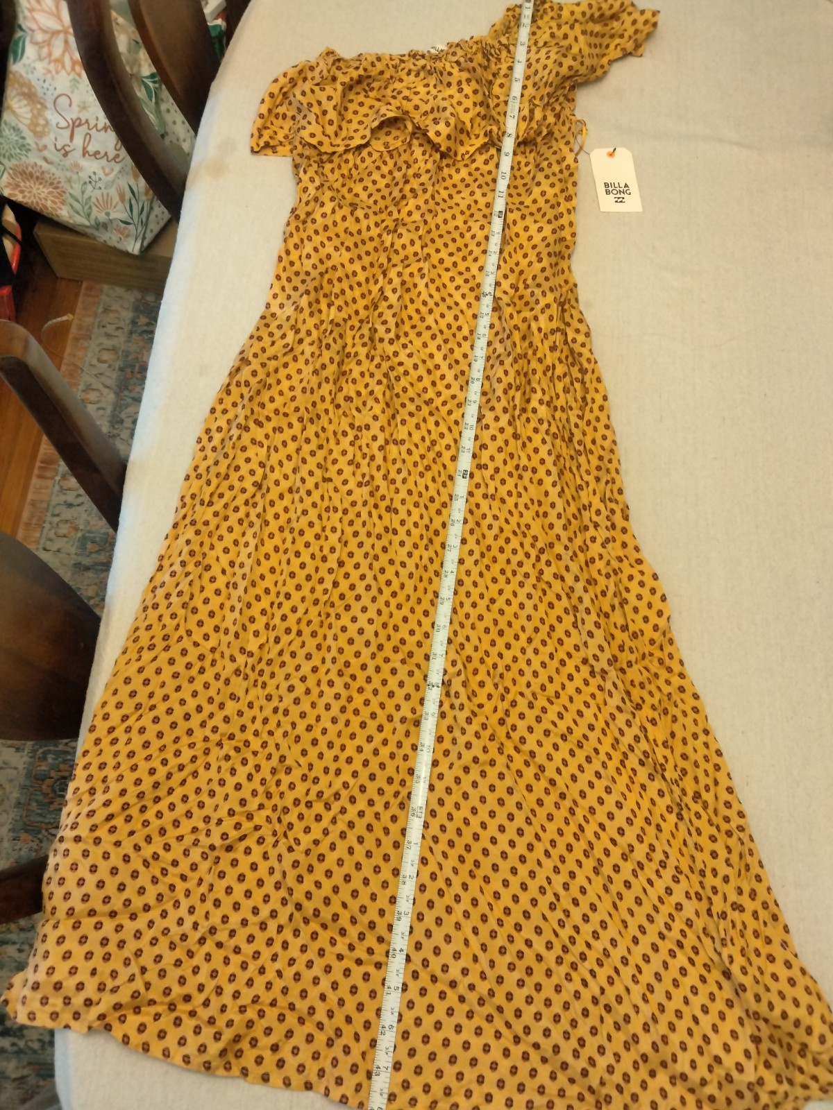 Billabong One Shoulder Maxi Dress Women’s S in Honey Gold NWT