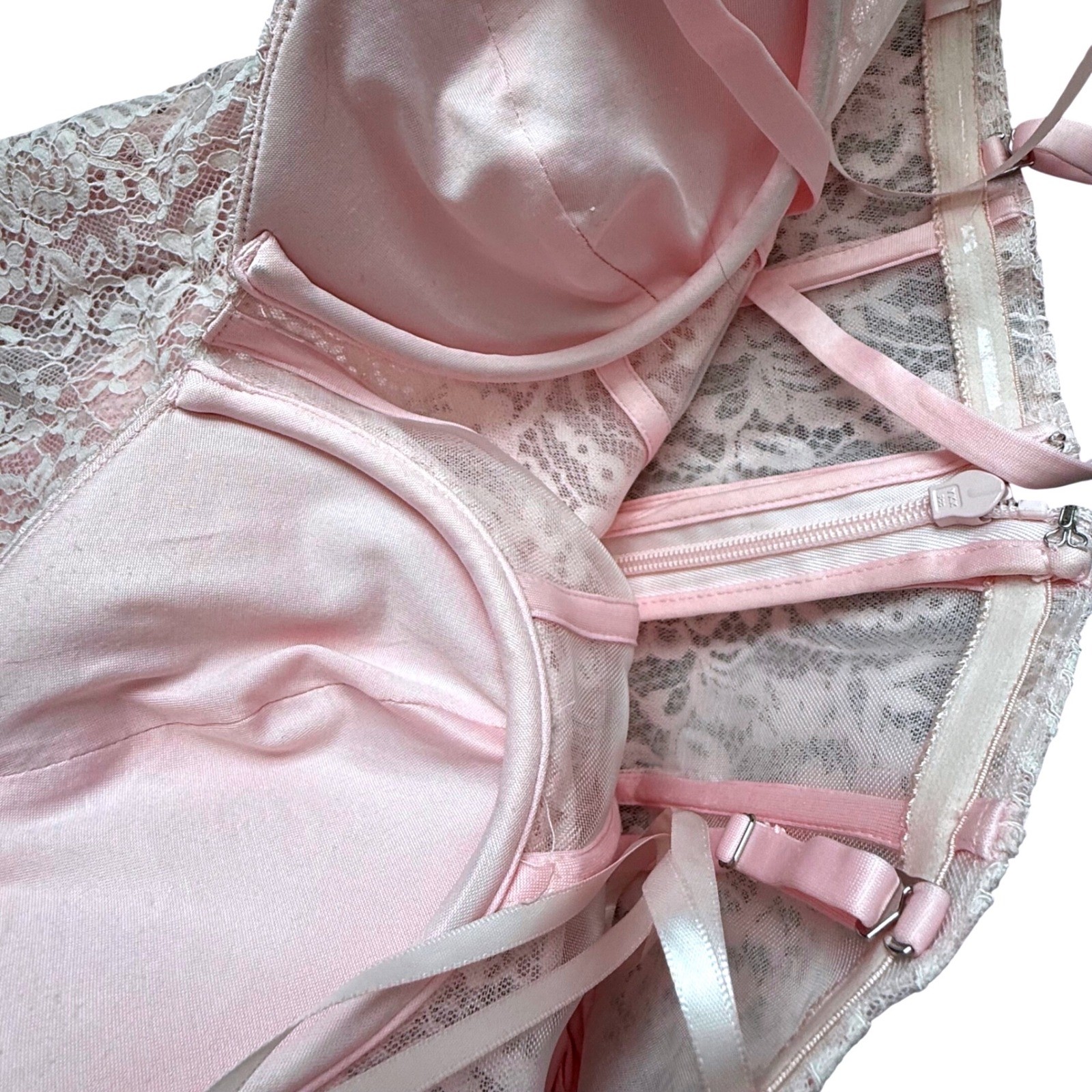 BCBG Max Azria Pink Lace Strapless Corset Sheer Midi Dress NWT Size 4