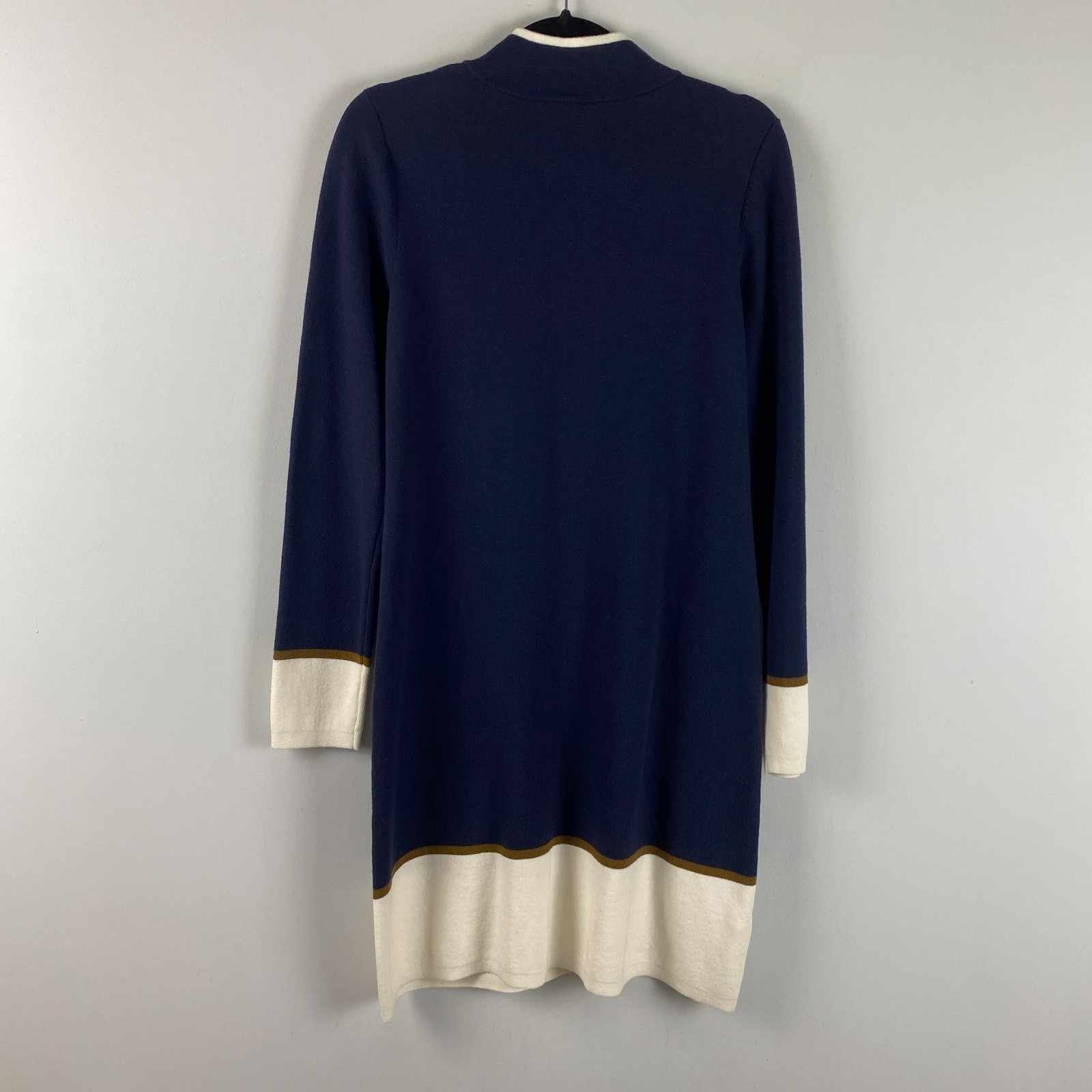 Ann Taylor Colorblock Sweater Dress Size Medium Long Sleeve Navy Cream