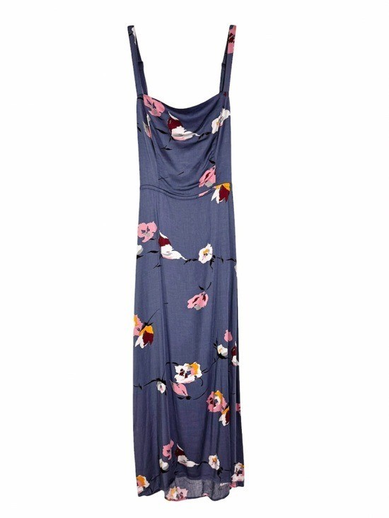 Urban Outfitters Layla Straight Neck Tie Back Midi Dress Dusty Blue Size S