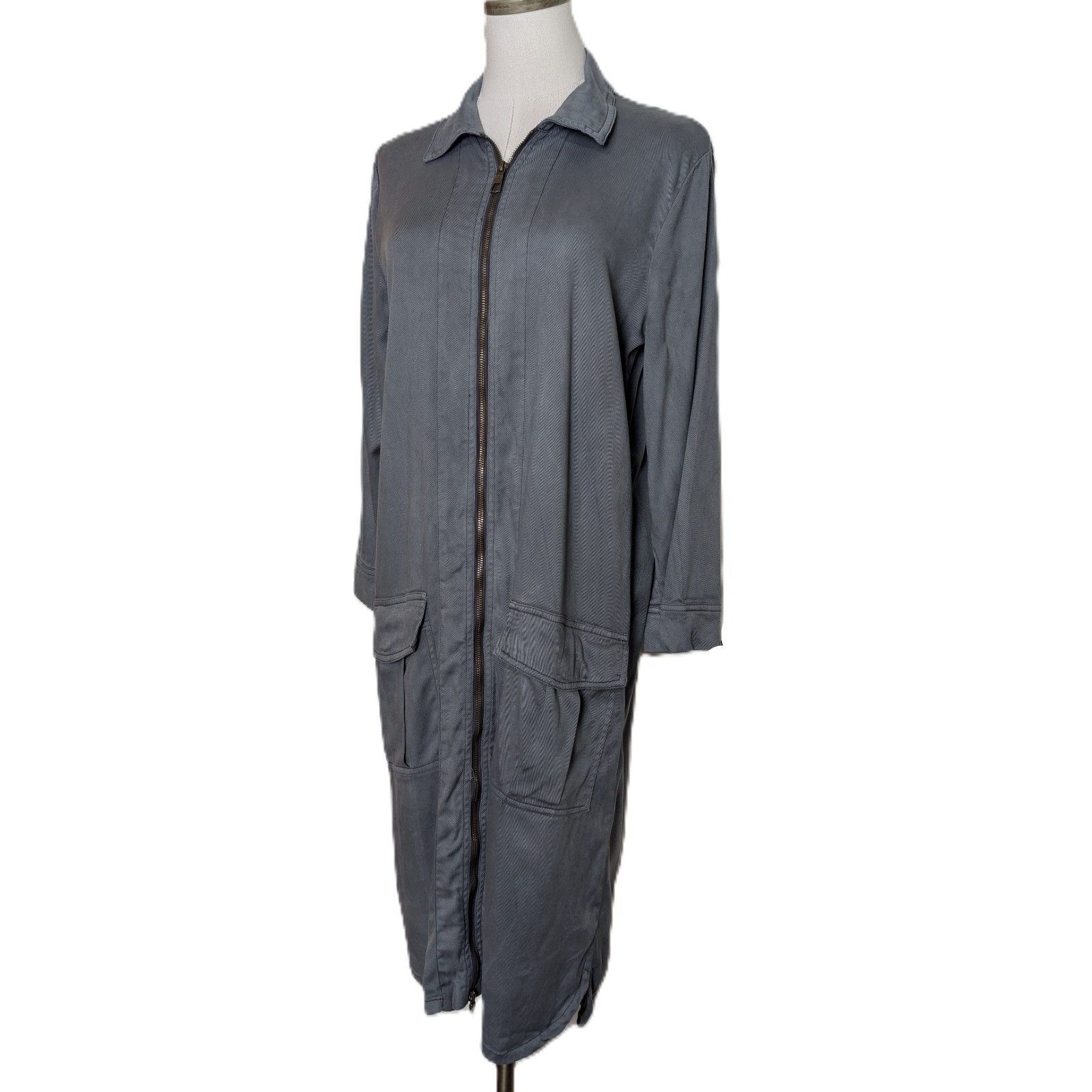 XCVI Versatile Hybrid Utility Jacket Dress Sz S Dark Gray Full Zip Cargo Pockets