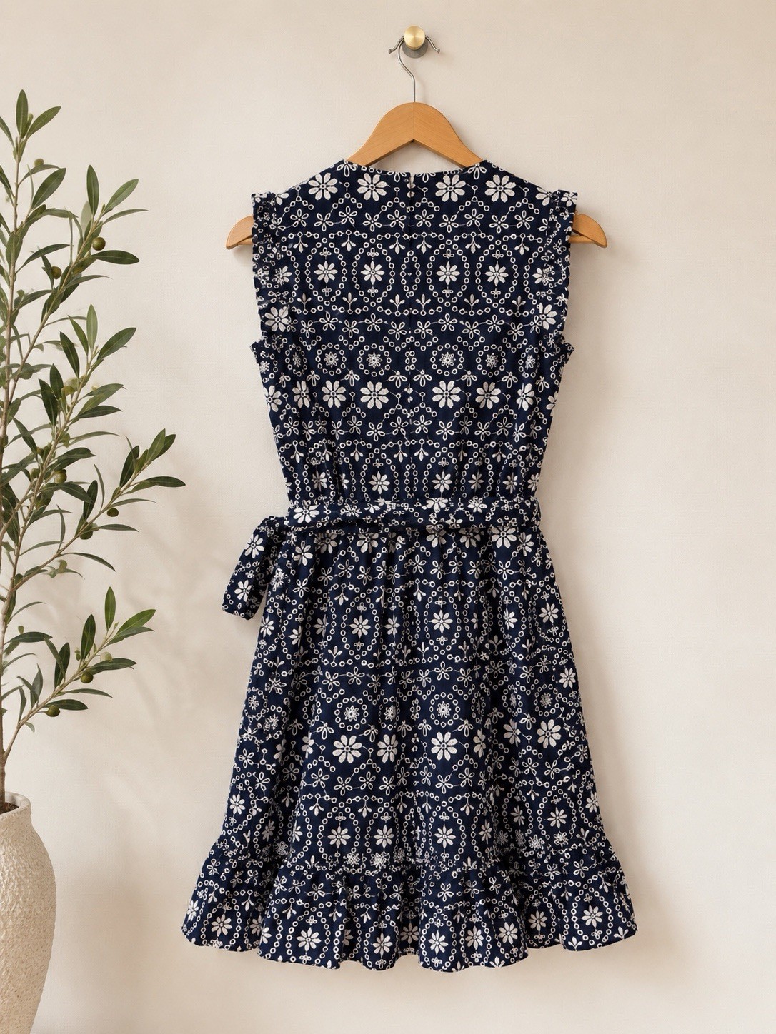 NWT Authentic KATE SPADE Eyelet Wrap Dress 100% COTTON in Navy/White Sz 0 $398