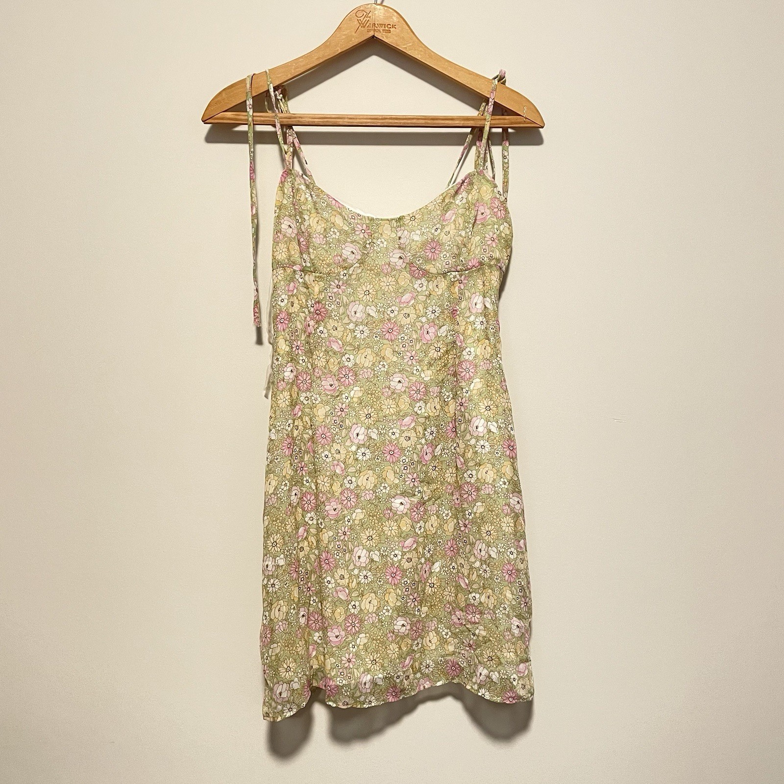 Le Lis Floral Slip Mini Dress Tie Shoulder Sweetheart Neck Cottagecore Small