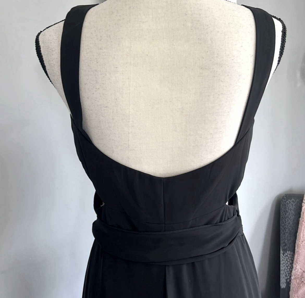 Mori Lee Madeline Gardner Chiffon Wrap Dress-Black NWT Size 8 MSRP $180