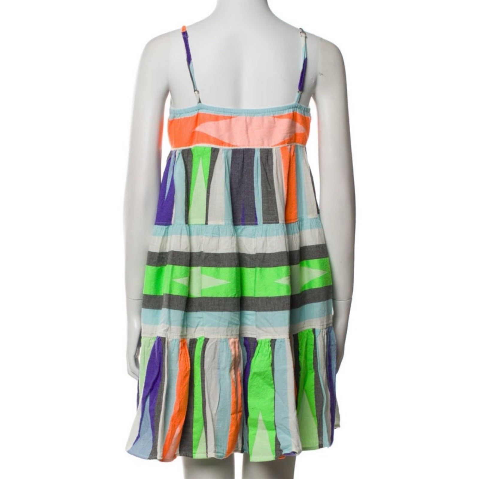 Devotion Twins Joy Bright Multicolor Cotton Tiered Stripe Mini Dress S $248