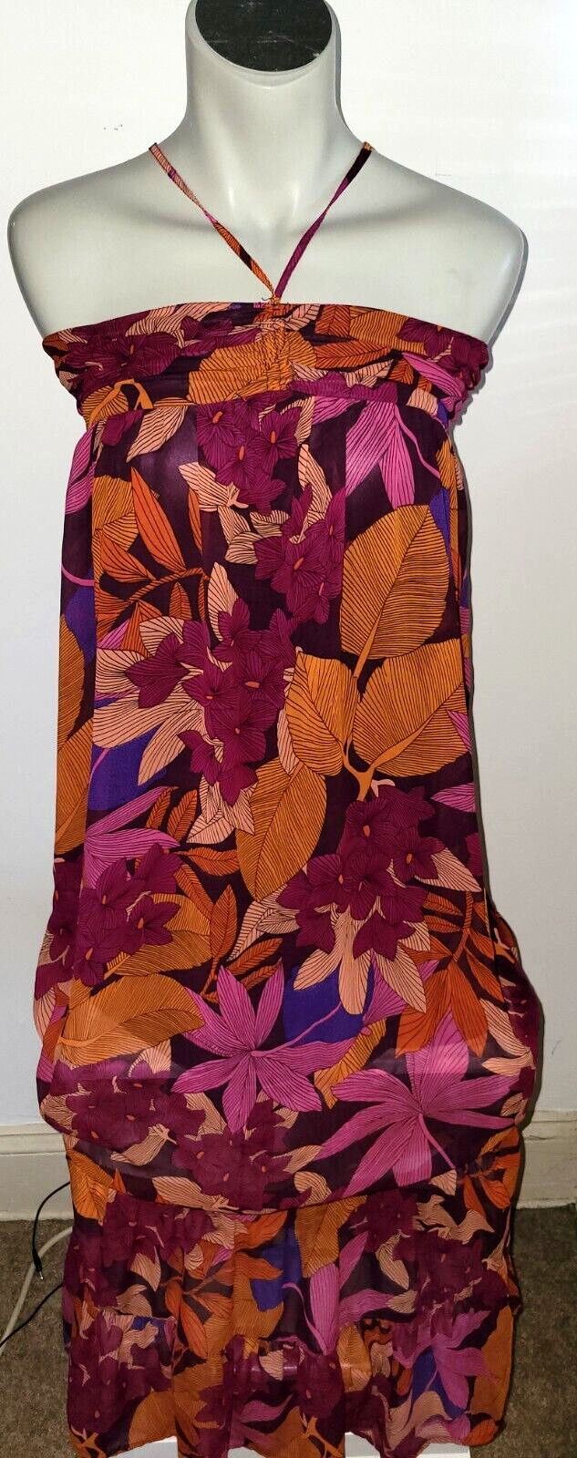 H&M Pull Up A-Line Dress Lined Sleeveless Floral Size 8