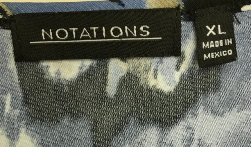 Notations XL Keyhole Blue Abstract Print Dress Short Sleeve Stretch Non-iron