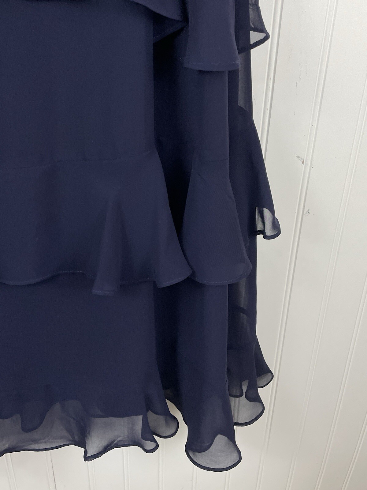 J Howard Womens Navy Tiered Ruffle Sleeveless Chiffon Dress 10