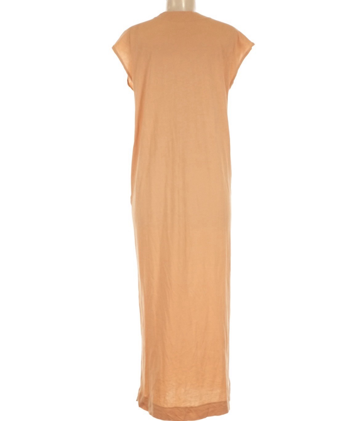 FP Beach Free People Peach Solid Midi Tee Dress Crew Cap Sleeve Pockets Slit M