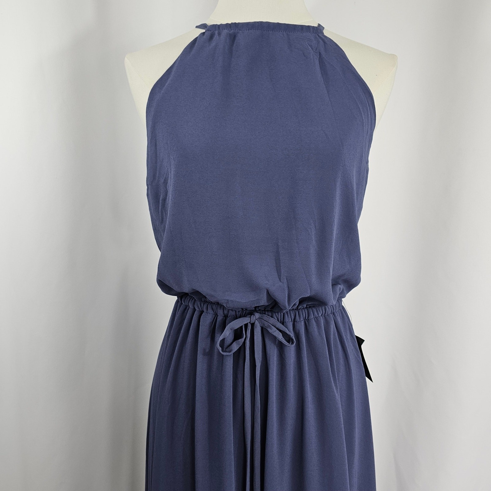 Lulus Blue Halter Neck Keyhole Back Formal Chiffon Maxi Dress Women’s Size L NWT