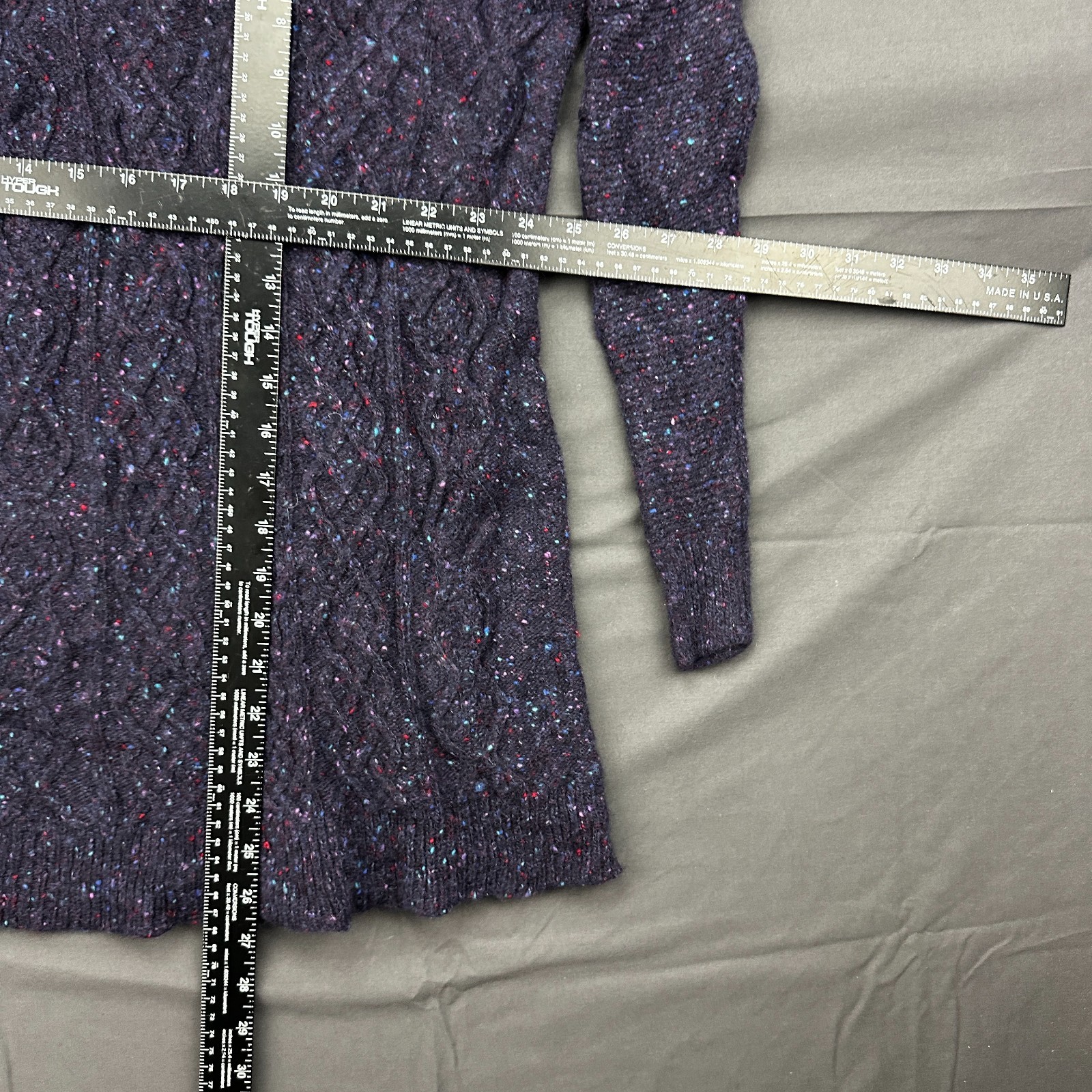 Theory Mayly Fleck Wool Sweater Dress Women’s Small Purple Cable Knit Crew Neck