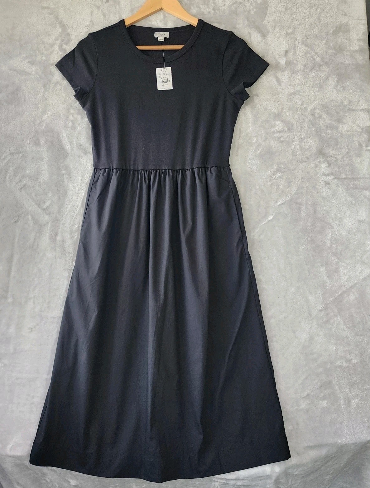 J.Crew Dress Womens Size Small Petite Black Pockets Short Sleeve Knit Top SP NWT