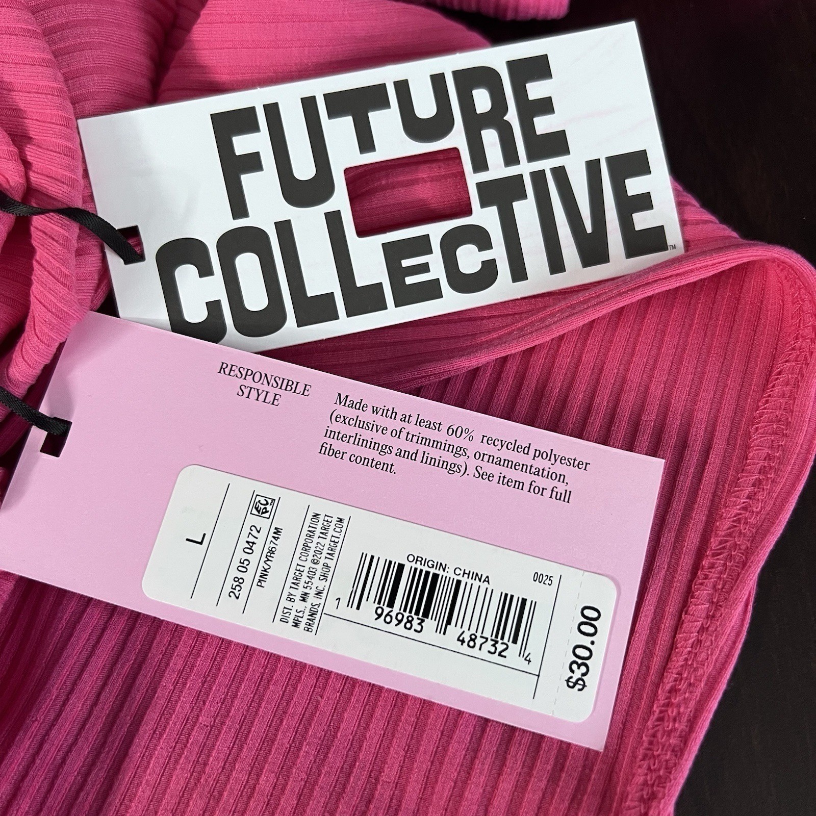 Future Collective Ribbed Halter Midi Dress Pink Size Large NWT Bodycon