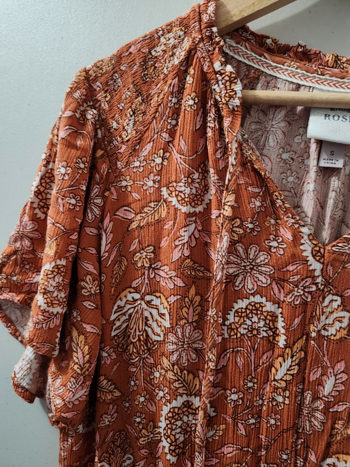 Knox Rose Dress Womens S Orange Rust Flutter Short Sleeve Tier Maxi Floral Boho