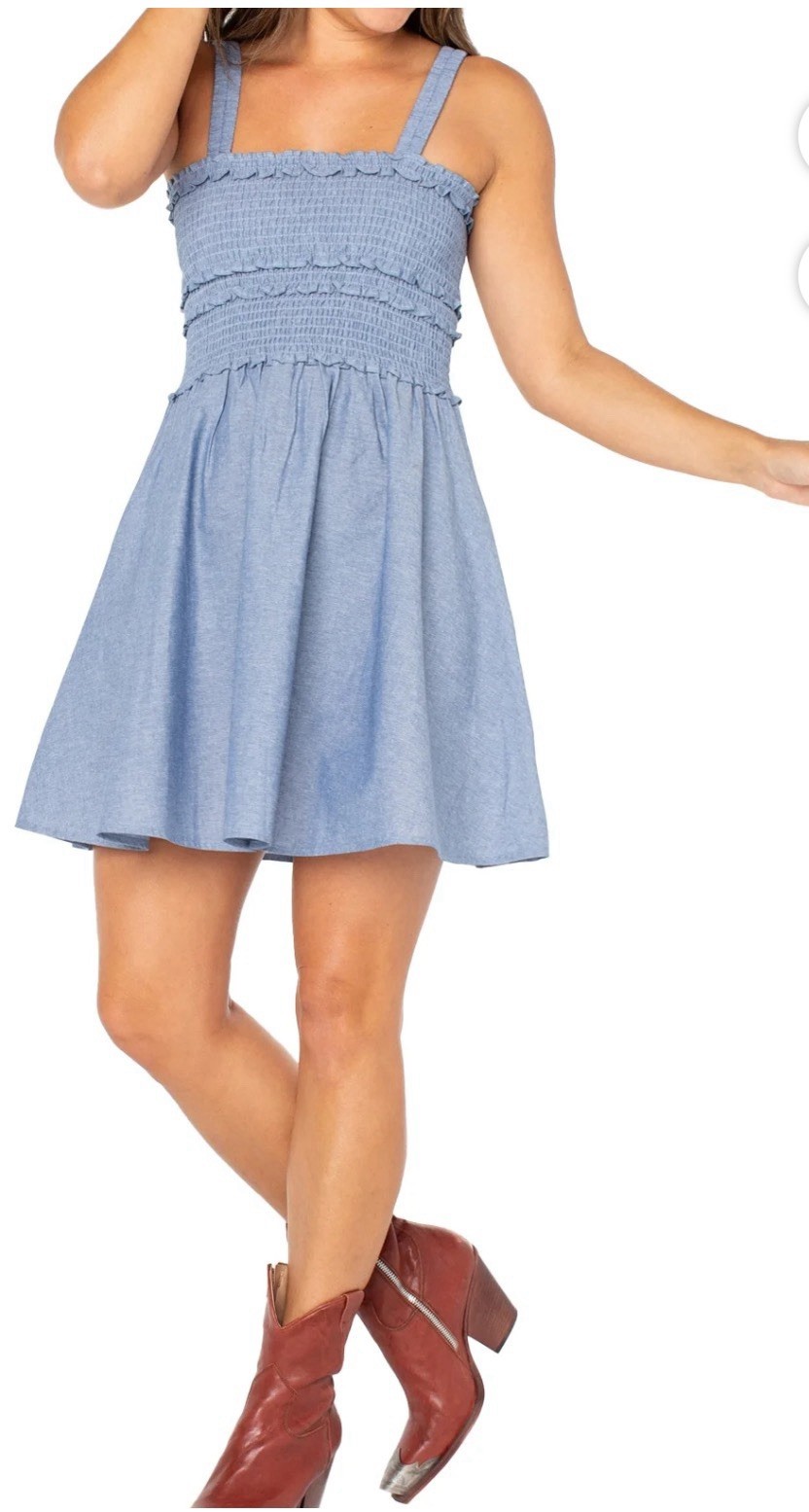 Celebrity Pink – Juniors Smocked Mini Dress – Blue – Size Small – NEW With Tags!