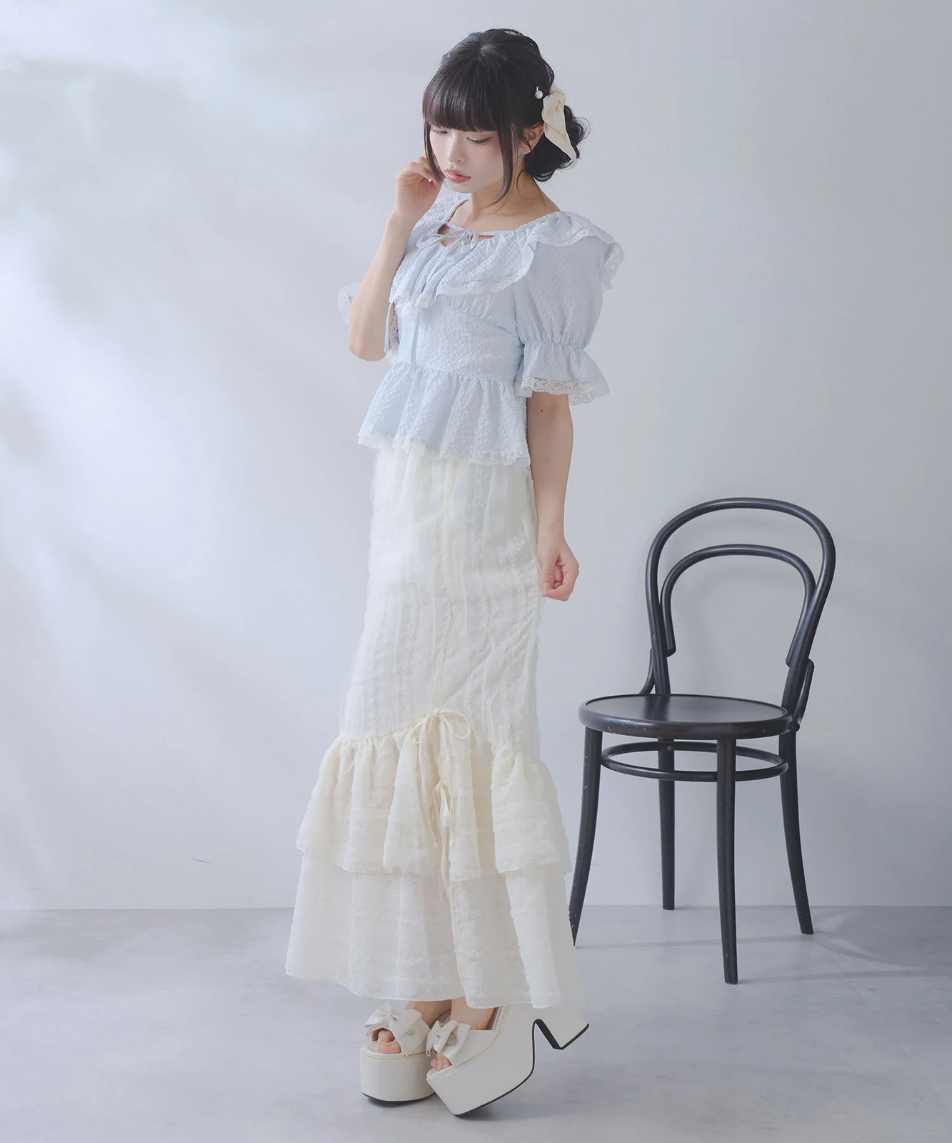 BULK Buy Dot Tulle Lace Ruffle Mermaid Yukata 3pc Set Large Sizes Jirai New