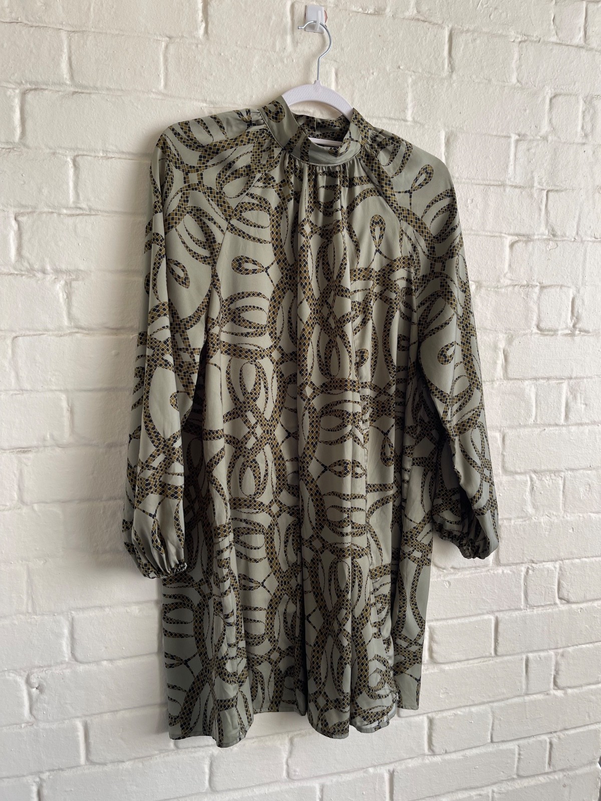 H&M X Richard Allan Stand-up Collar Satin Dress snake print uk 10 eur 38