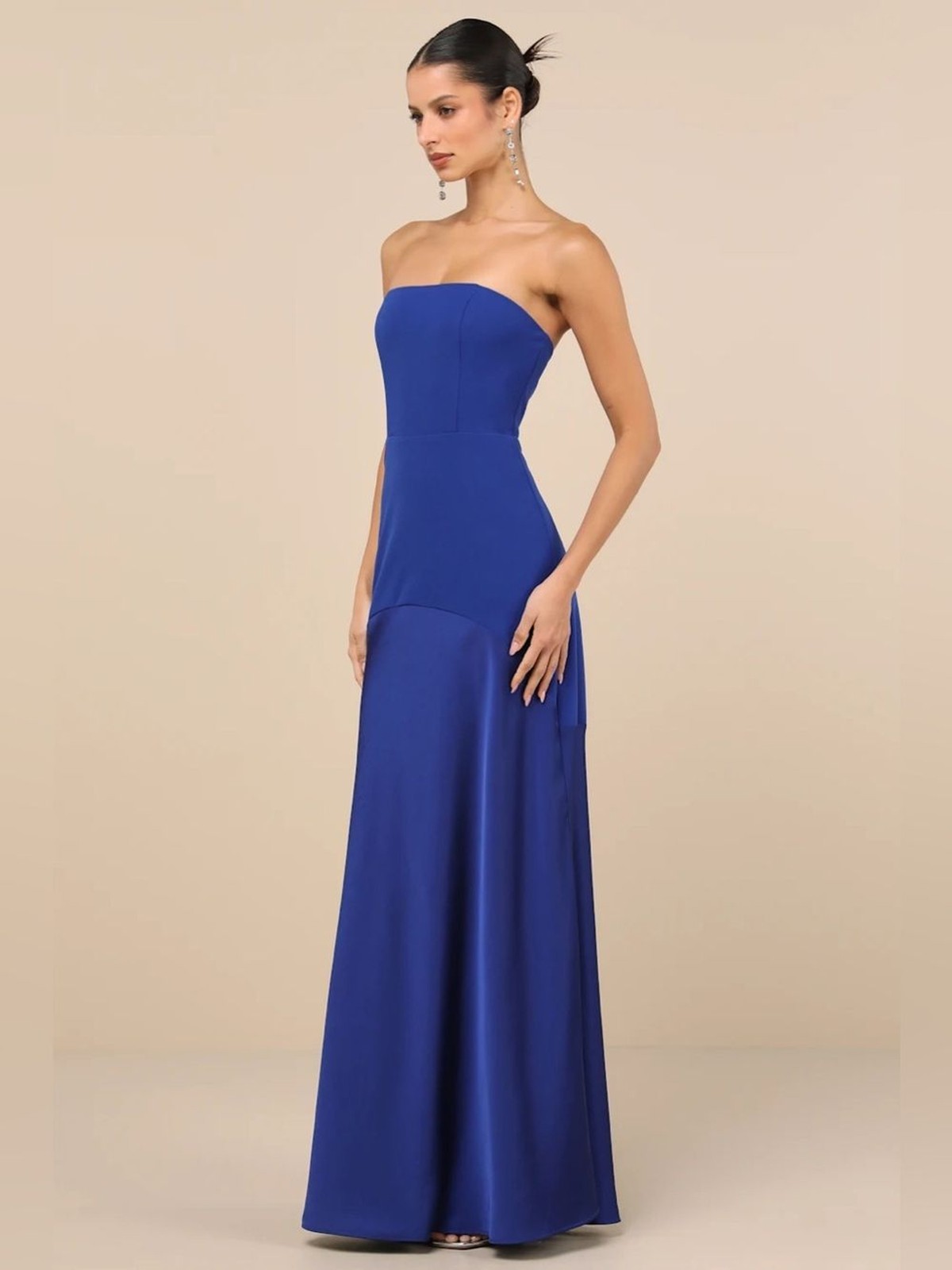 Lulus Compelling Style Royal Blue Strapless A-Line Maxi Dress Size M NWT