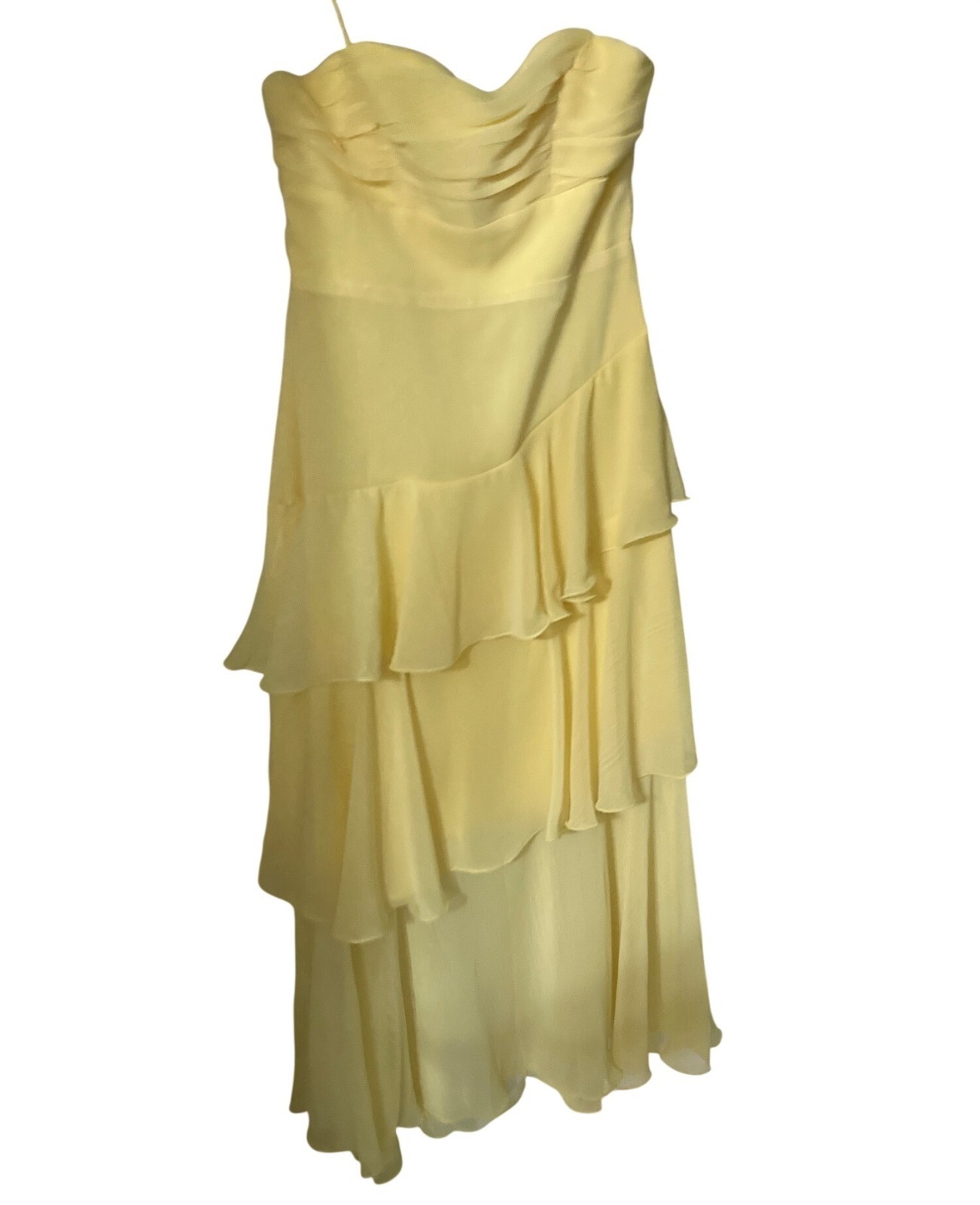 Saints and Secrets Yellow Midi Layered Multi Tiered Dress Medium NWT