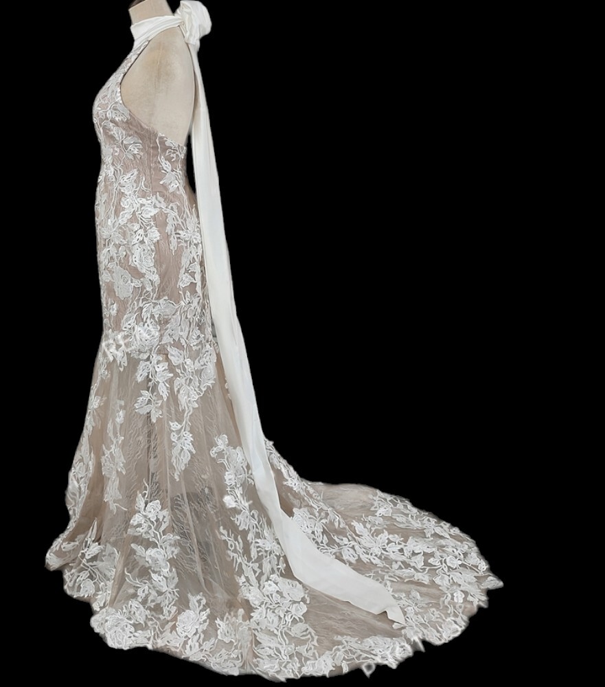 Mermaid Wedding Dress Halter Neck Beaded Lace Backless Bohemian Vintage Tulle