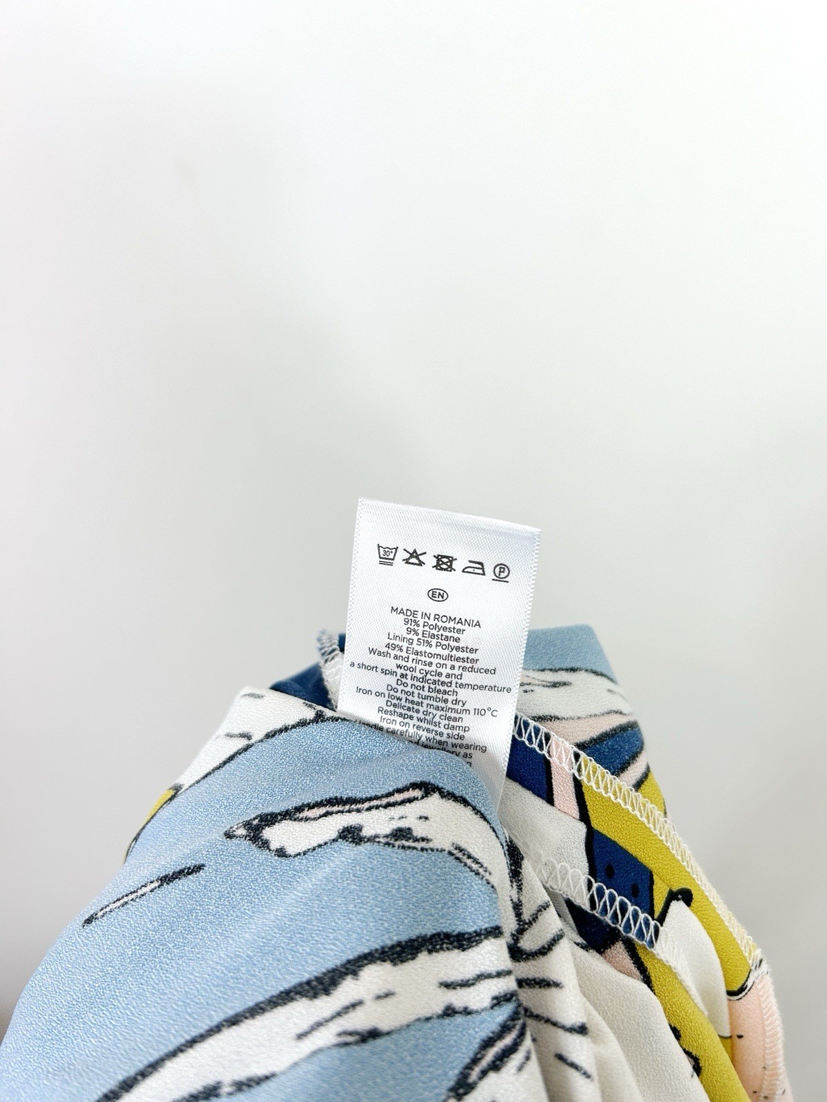 Hobbs Blue Yellow Floral Print 3/4 Sleeve Summer Wedding Pencil Dress UK 14