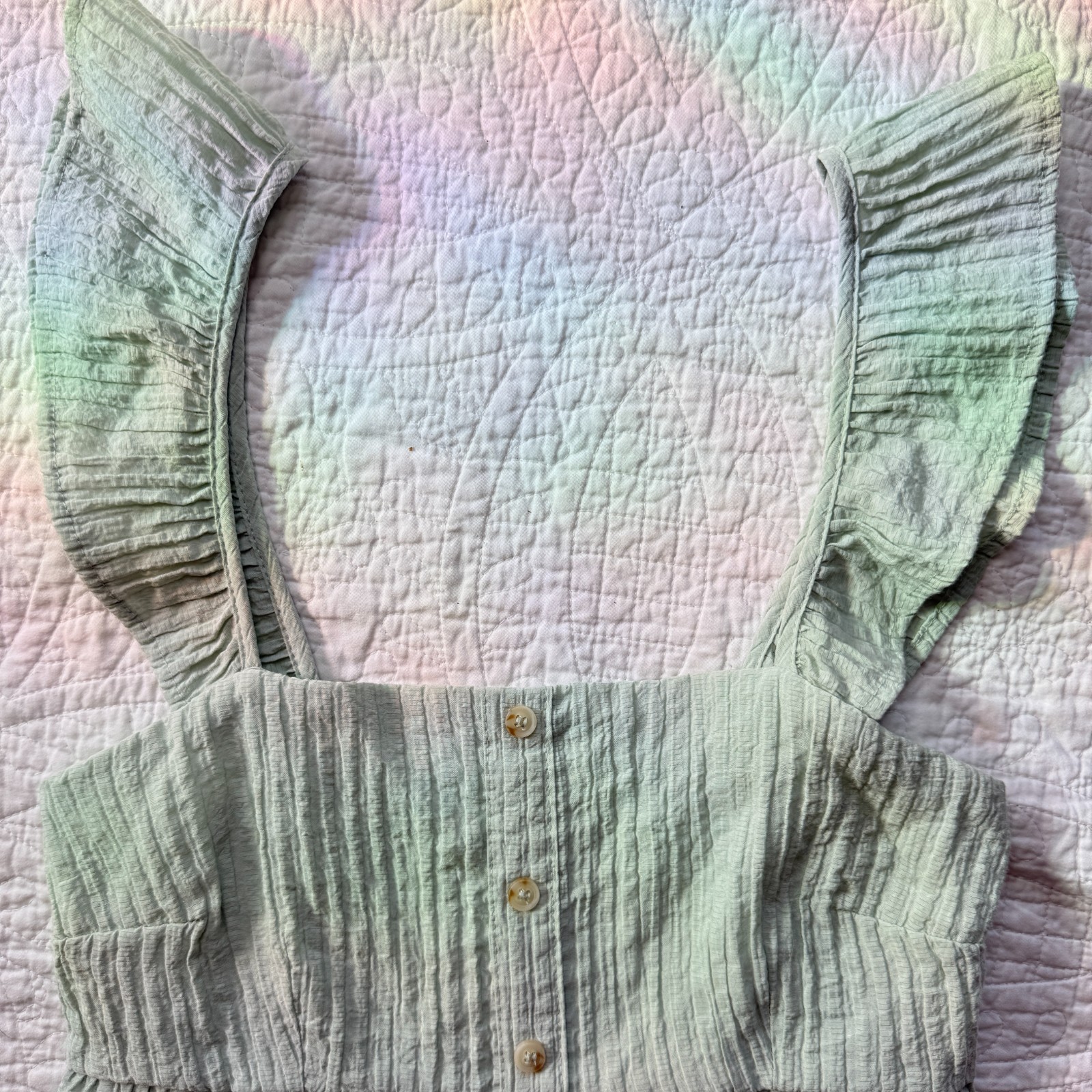 By The River Sage Green Tiered Midi Dress Size S Cottagecore Prairie Regencycore