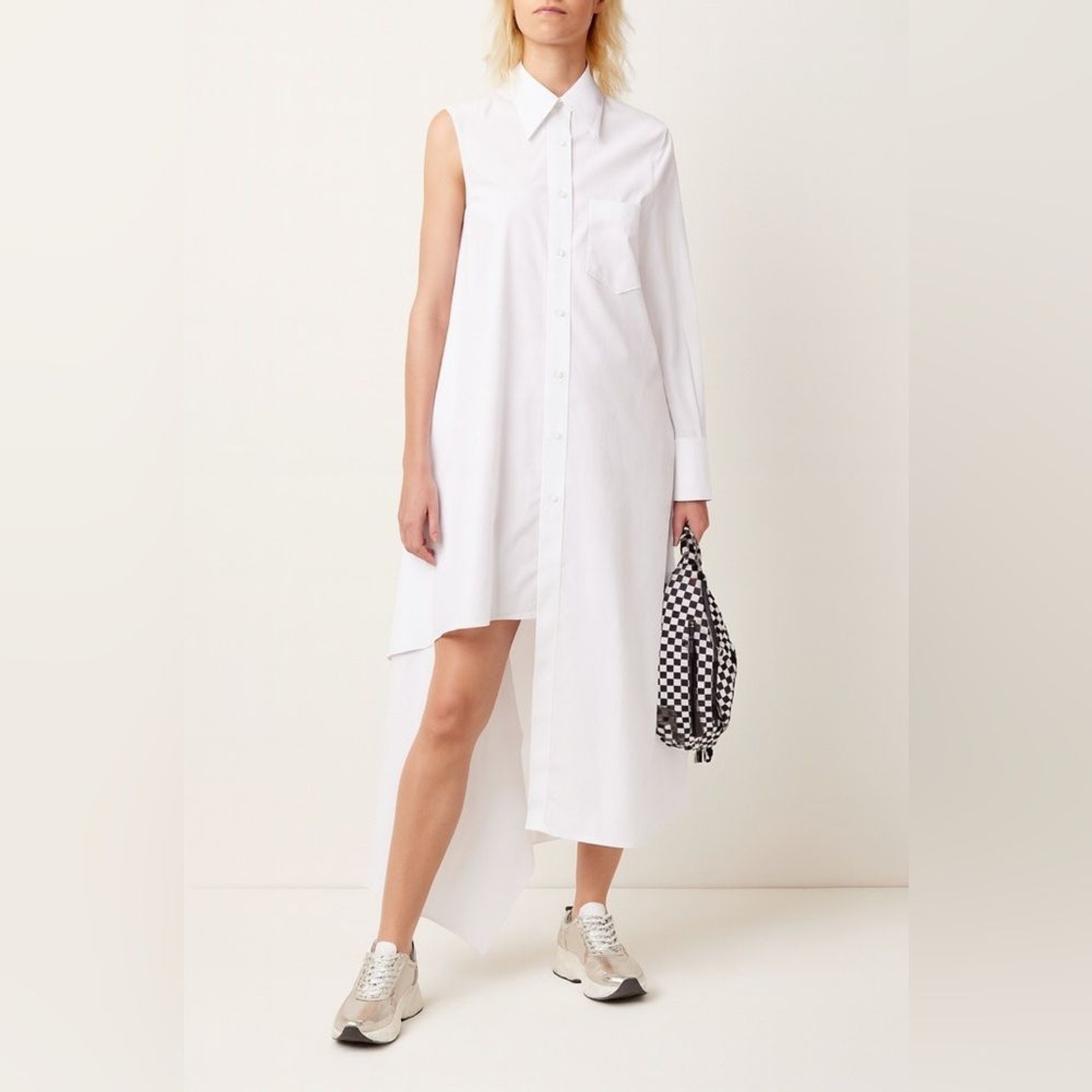 MM6 Maison Margiela Asymmetric Shirt Dress 6 White Cotton Avant-garde