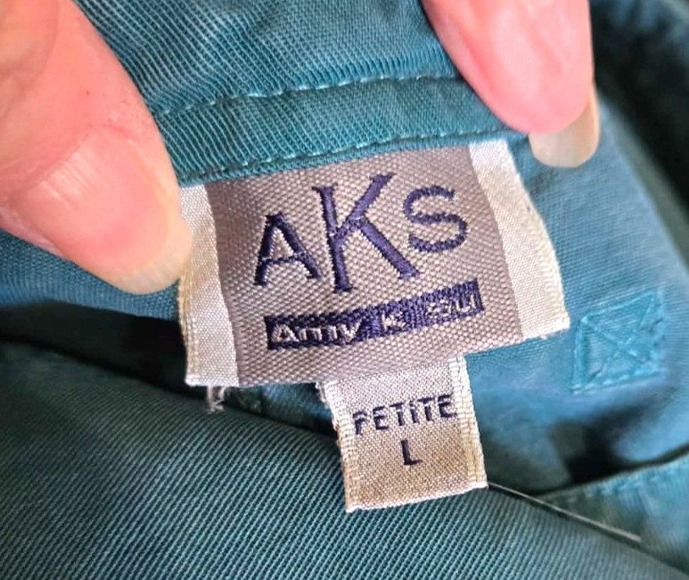 Amy K Su AKS Tencel Pinafore Jumper Maxi Buttoned Pockets Green Dress L Pet A900