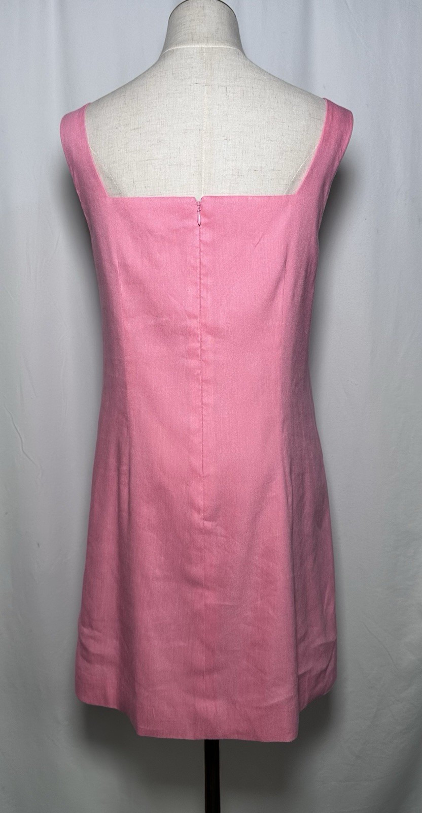 Antonio Melani Mini Dress Shift XL Sleeveless Linen Blend Pink Pockets $159