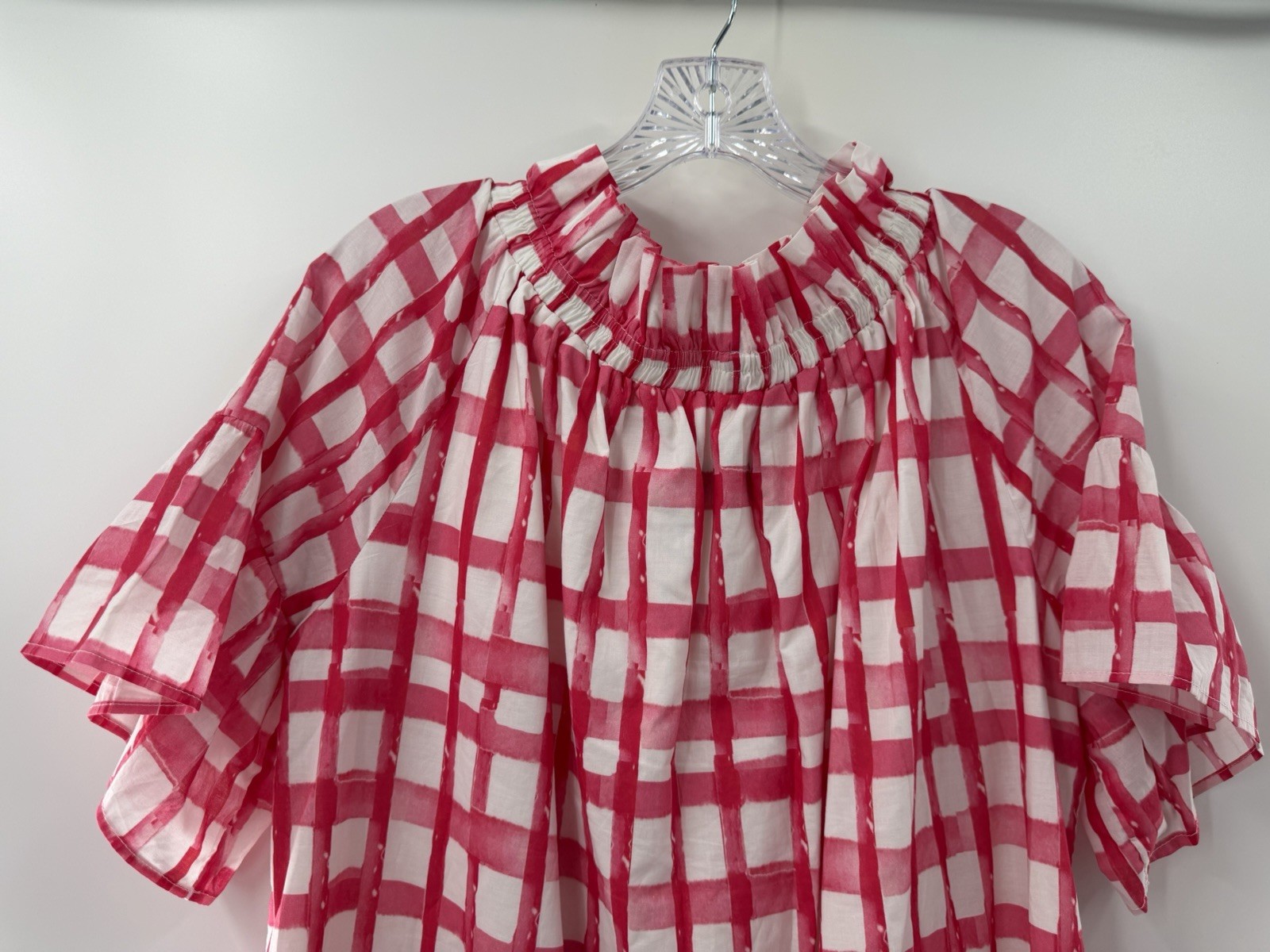 Brooke Wright Women!/ Short Flutter Sleeve Off Shoulder Lucy Dress Red White M/L
