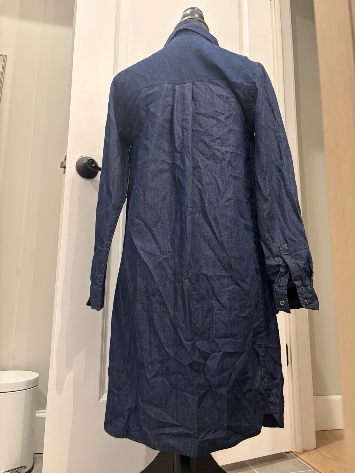 NWT Old Navy Womens Denim Tunic Shirt Dress Blue Dark Wash Long Sleeve XS