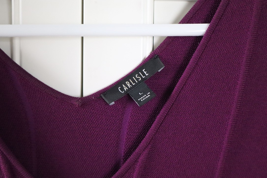 CARLISLE New York $570 Solid Purple Stretch Knit A-Line Sweater Dress Size Large