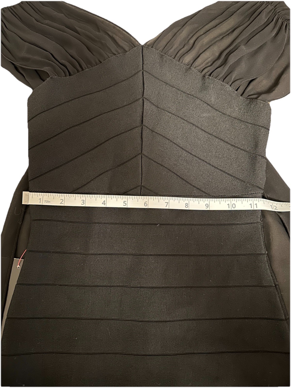 Bebe Dress Black Cocktail Bodycon Sheer Back Scarf S MSRP $139 NEW w/ TAG