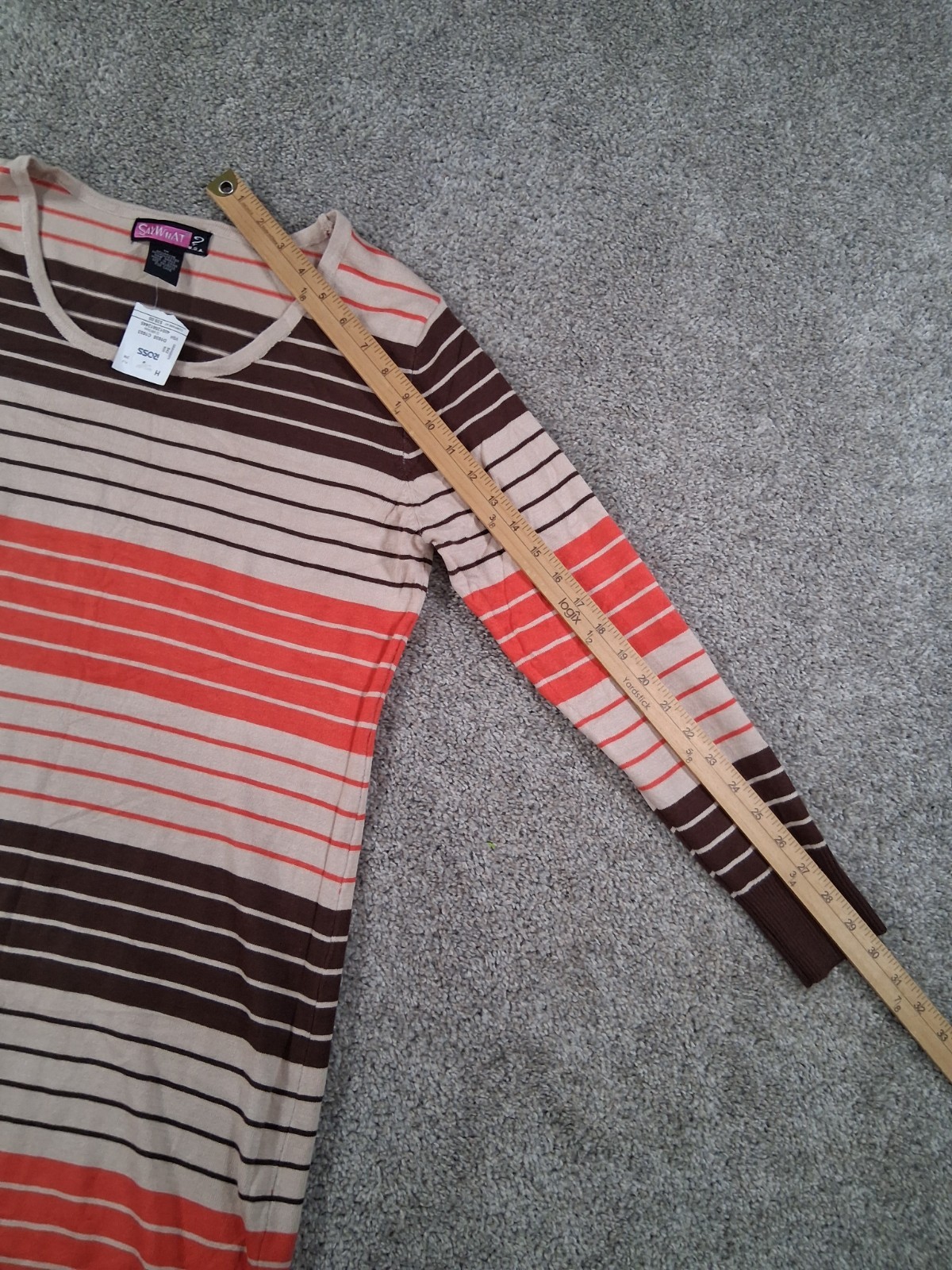 SayWhat 1X Womens Sweater Dress Rayon Blend Beige Stripe NWOT