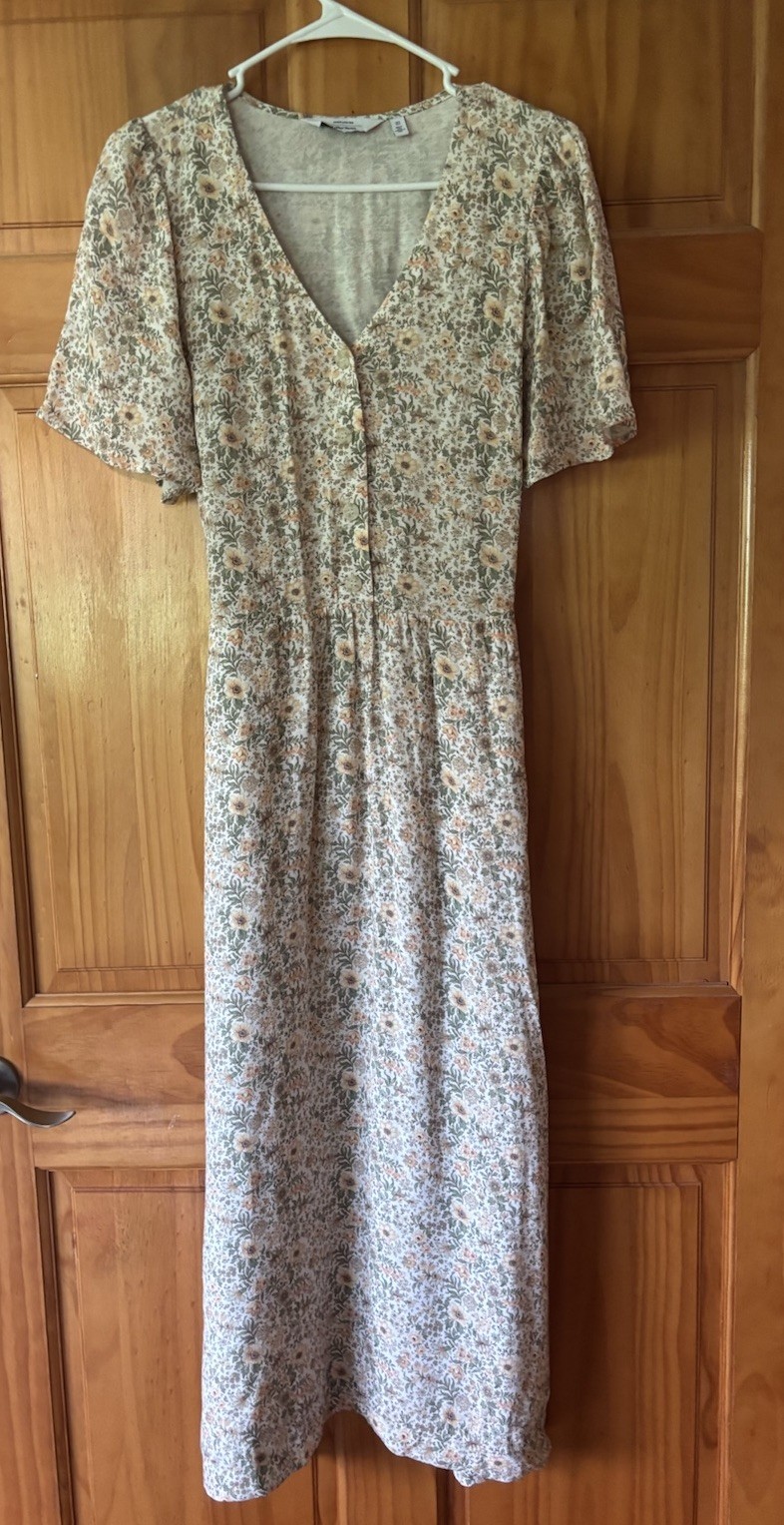 Paris Atelier & Other Stories Floral Flutter Sleeve Midi Dress Size 8 Cottage