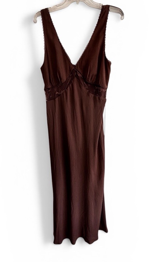 Wild Fable Midi Dress Medium Brown Lace Empire Waist Tie In Back Romantic Prom