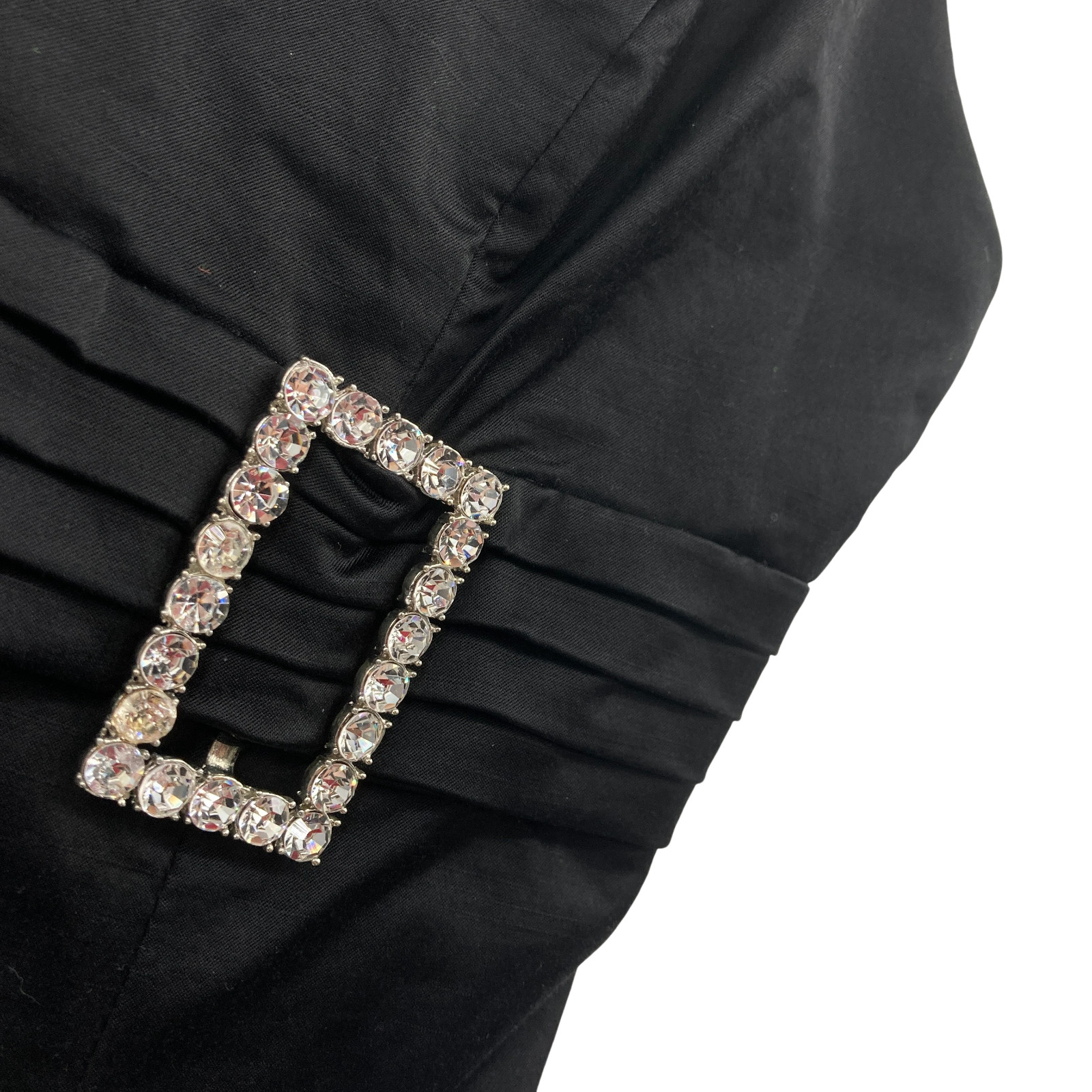 bebe Size M Black Rhinestone Buckle Strapless Mini Dress Women Party Cocktail