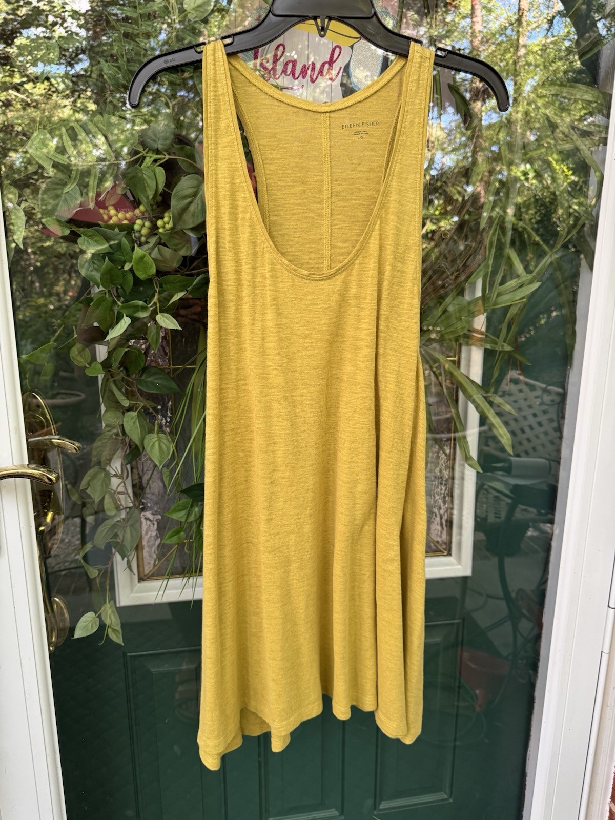 Eileen Fisher Honeydew Organic Cotton Hemp Twist Scoop Neck Tank L Dress/ Tank