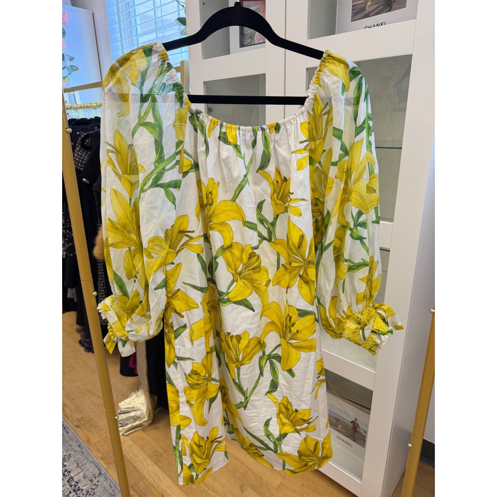 Alice + Olivia Artemis Off The Shoulder Blouson Tie Sleeve Mini Dress sz L Boho