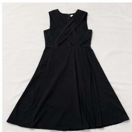 Rosetta Getty Collective Black Crossover Cutout Midi Dress Womens Size 8 Cotton