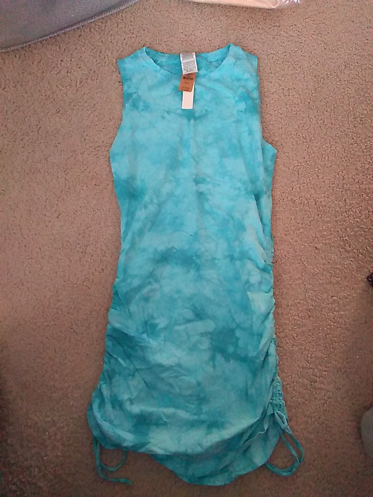 Victorias Secret PINK Tye Dye Torquoise Sleeveles Dress Ruched M HTF New LAST 1
