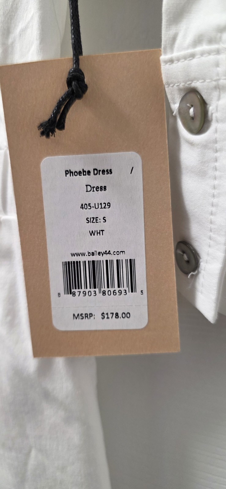 Bailey 44 Phoebe Lined Shirt Stretch Dress White Collar S New Sorority Pockets
