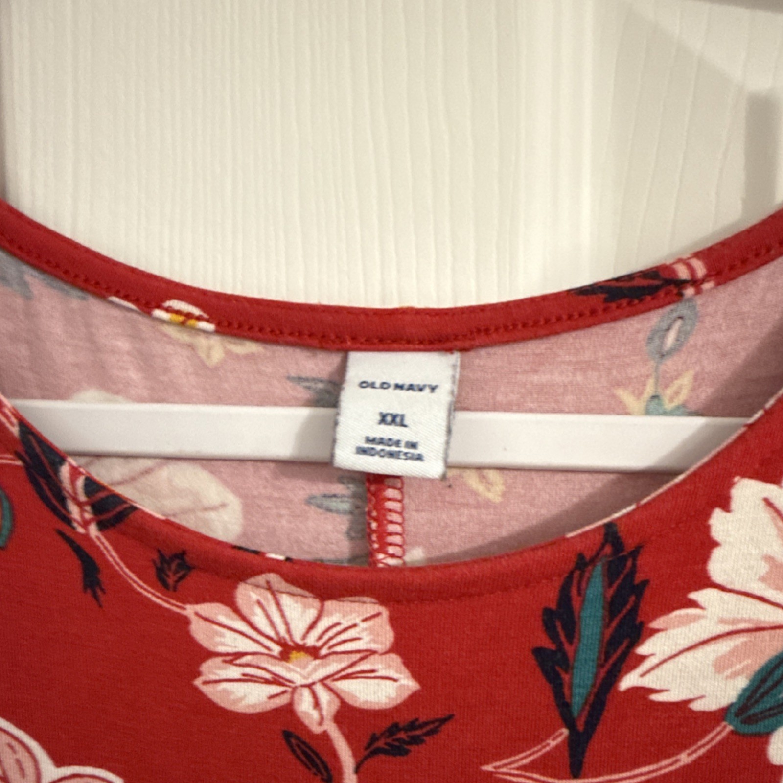 Old Navy Red Floral Long-Sleeve Mini Swing Dress XXL