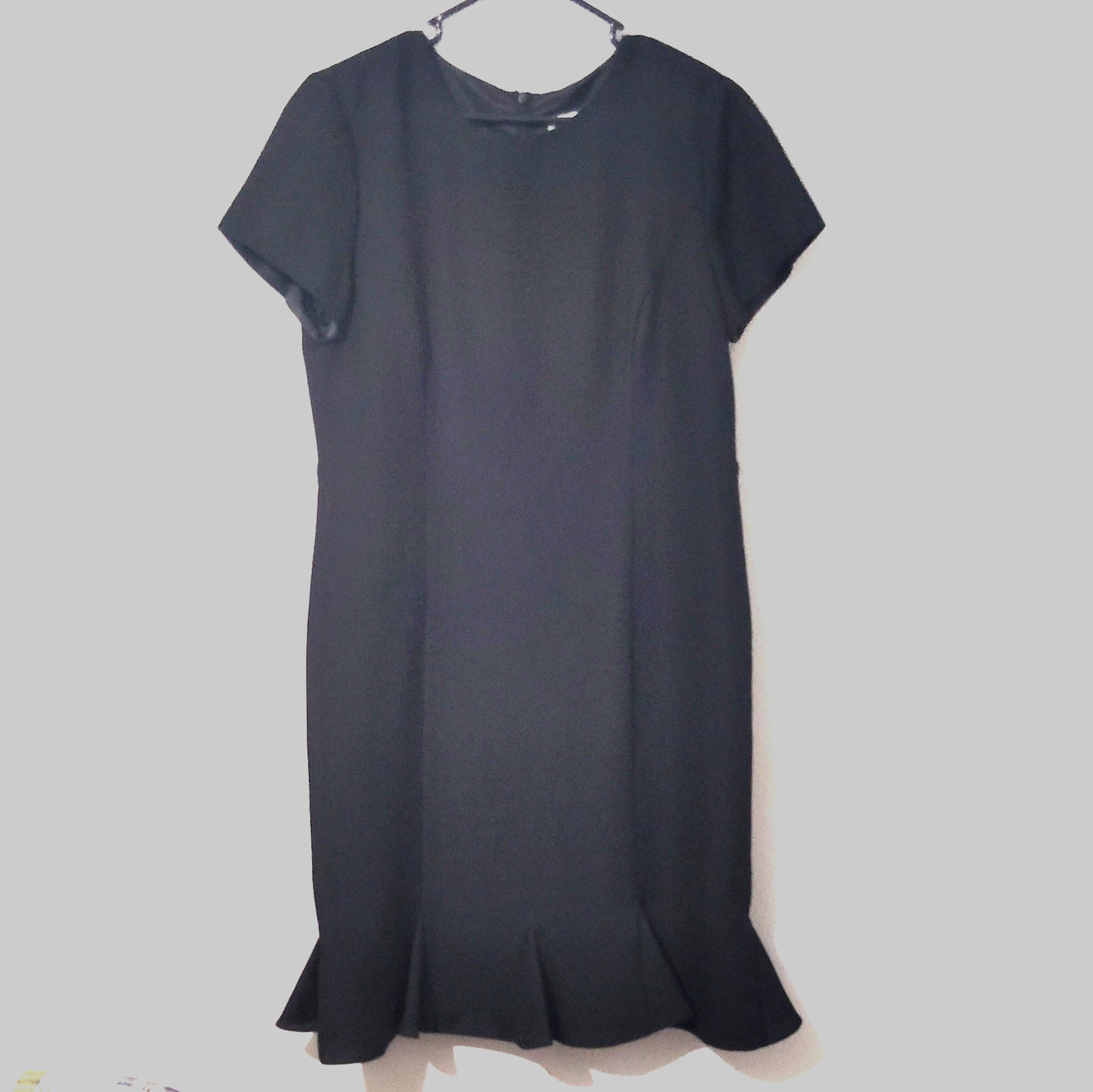 Jessica Howard Womens Black Short Sleeve Sheath Round Neck Lined Dress Size 16